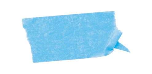 Light blue torn paper tape isolated on transparent background