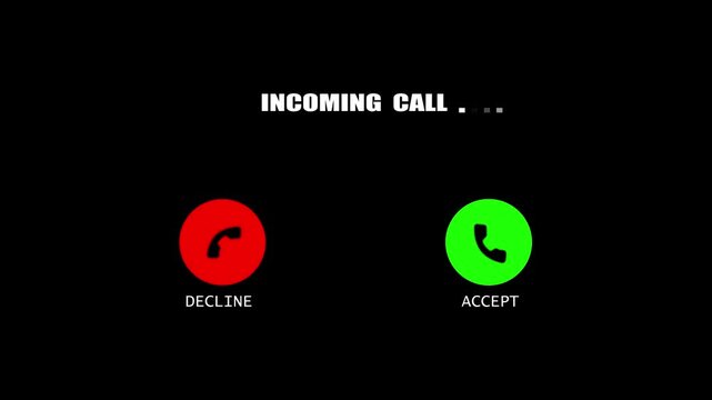 Incoming call ring icon background black Screen Animation of phone call Incoming call phone icon you receive the message animated, call phone icon you receive the message animated, incoming call 