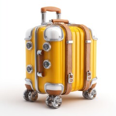 Stylish yellow suitcase with vintage-inspired details