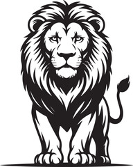 Minimalist Lion Vector  Black and White Roaring Lion Art for Logo and Branding Design