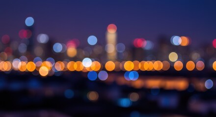 City Lights Bokeh at Night Abstract Background View