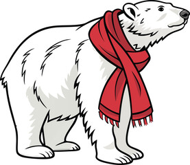 Cute wild polar bear cub cartoon vector illustration