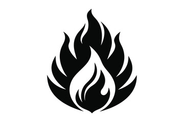 Black fire rises with burning flames on the white background
