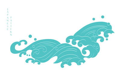 Japanese background with line ocean sea pattern vector. Abstract template with geometric wave pattern. Mountain layout design in oriental style