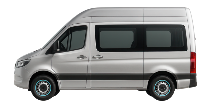 Minibus with sliding side door and high roof profile