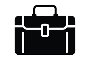 Black briefcase icon features a sturdy handle and a simple clasp on white