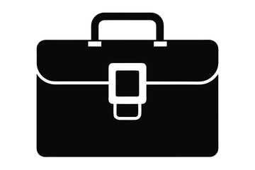Isolated black briefcase with handle and latch illustrated on a plain white backdrop