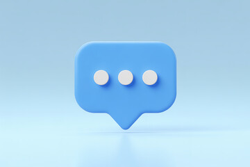 Modern blue speech bubble icon with three dots indicating conversation