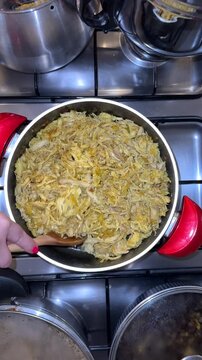 Shredded cooked chicken roast beef in Persian food frying pot mix with rice handmade homemade delicious snack Iranian party dining table gourmet recipe appetizer spicy serving plate Asian cuisine chef