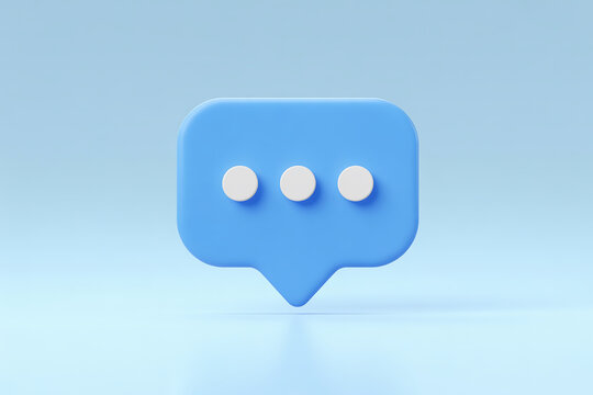 Modern blue speech bubble icon with three dots indicating conversation
