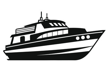 Obraz premium Minimalist depiction shows a sleek black and white yacht in striking silhouette