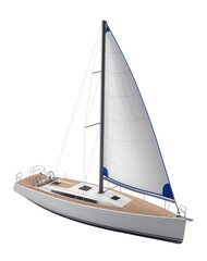 Sailing sloop with one main mast and sleek, minimalist design