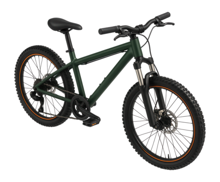 Hardtail mountain bike with front suspension fork and 24-inch wheels