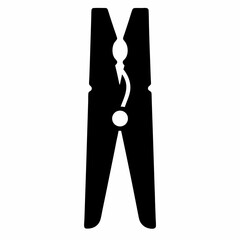 A Minimalist Silhouette of a Wooden Clothes Pin on White Background