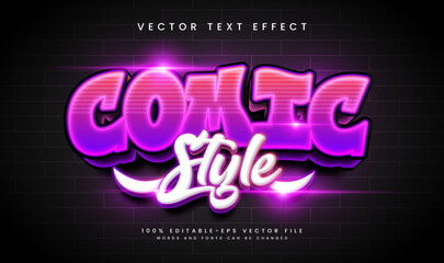 Young Comic Style Editable Vector Text Effect Neon Glow