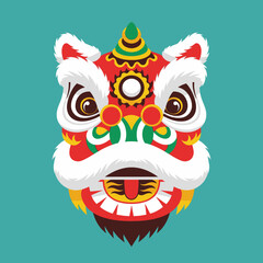 Fototapeta premium Celebrate Chinese New Year with vibrant, fun, festive lion dance head art