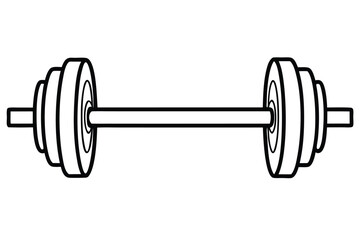 Black outline of a barbell with weight plates against a white backdrop