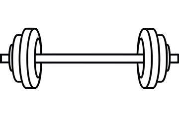 Black outline depicts a barbell with plates on a clean white background