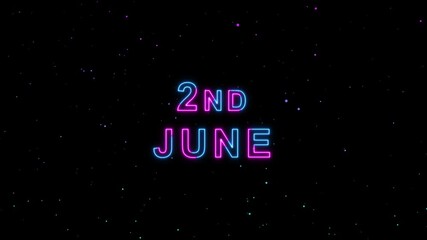 Video of 2nd June Text Neon Glow Animation Motion Graphics