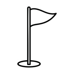 Flag on Pole Line Art Vector Icon Isolated on White Background
