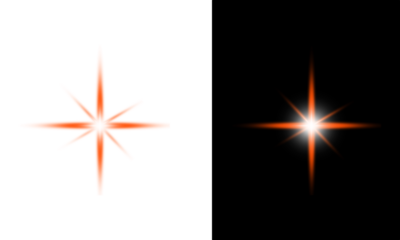 Bright orange star flare with a luminous center, an isolated PNG graphic element for transparent overlay.
