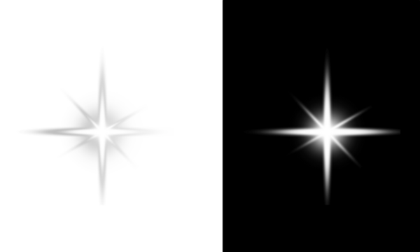 Bright white star flare with a luminous center, an isolated graphic light effect on a split  PNG background. - Powered by Adobe
