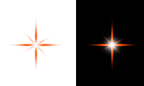 Bright orange star flare with a luminous center, an isolated PNG graphic element for transparent overlay.
