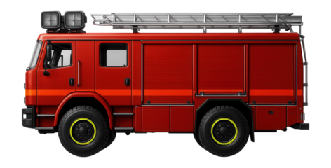 First responder fire truck with integrated floodlights and roof ladder rack