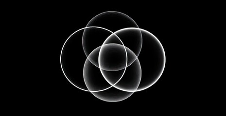 Three overlapping circles in light gray on black background