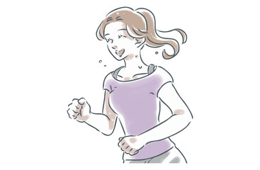 Illustration of Smiling Woman Running