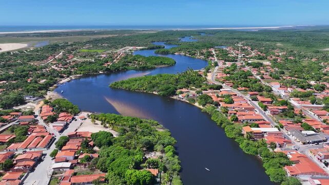 Paulino Neves Village At Paulino Neves In Maranhao Brazil. Coast City. Fome River. Paulino Neves Village At Maranhao. Northeast Landscape. Coastline Scene. Nature Riverside.