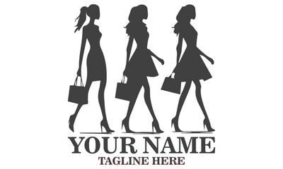 Handbag day icon. Woman with handbag vector illustrasion, Elegant black silhouette vector illustration of a stylish woman walking gracefully while holding a handbag, handbag logo design