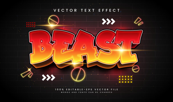 3d Beast Elegant Glowing Vector Text Effect. Suitable for Tittle Design Event.