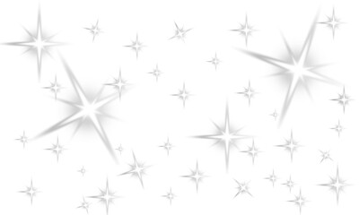cattered white star sparkles pattern, an isolated PNG glitter overlay for transparent backgrounds.