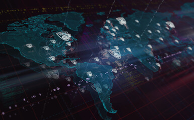 VPN virtual private network symbol on world map