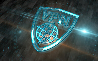VPN virtual private network symbol digital concept 3d illustration