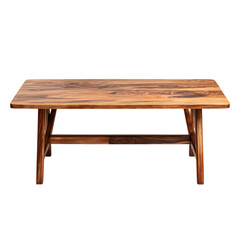 Elegant Acacia Wood Coffee Table with Natural Finish Showcasing Grain Patterns  Isolated on transparent background, cutout	