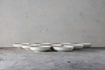 tokaido fuji scene kutani-yaki 9 small plate set japanese porcelain early showa era