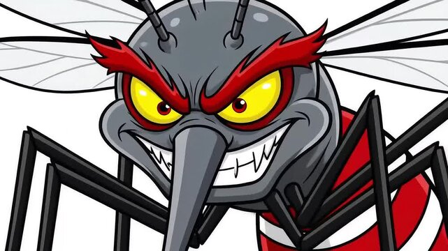 Angry cartoon mosquito mascot character