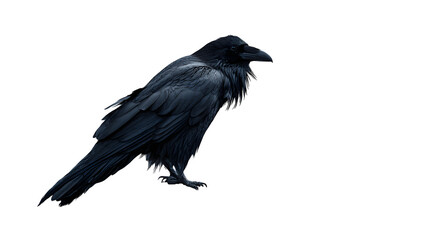 Raven Perched, isolated on transparent background