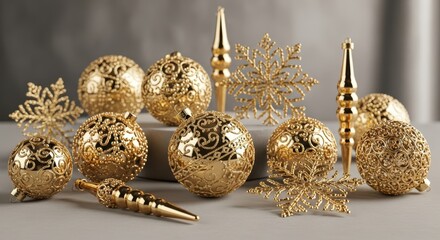 Elegant Golden Christmas Ornaments