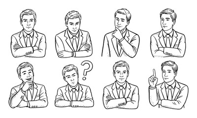 Businessmen poses and expressions collection businessman suit