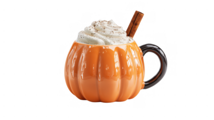 Yummy pumpkin spice cream drink, created with AI, PNG