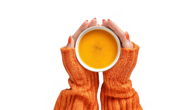 Warm drink on a chilly day, created with AI, PNG