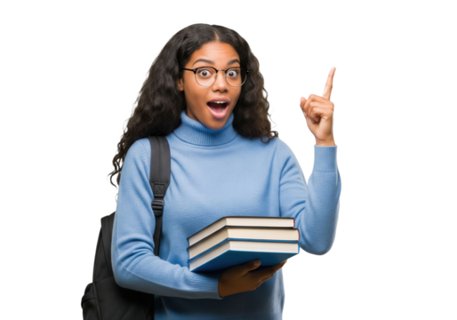 Surprised student with a sudden idea isolated on a transparent background

 - Powered by Adobe