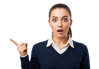 Surprised student with a sudden idea isolated on a transparent background

