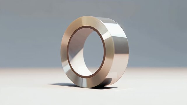Steel bearing ring on grey background with soft lighting  
