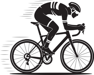 Fast Cyclist Vector Illustration  High-Speed Racing Silhouette – Minimalist Sport Graphic Art