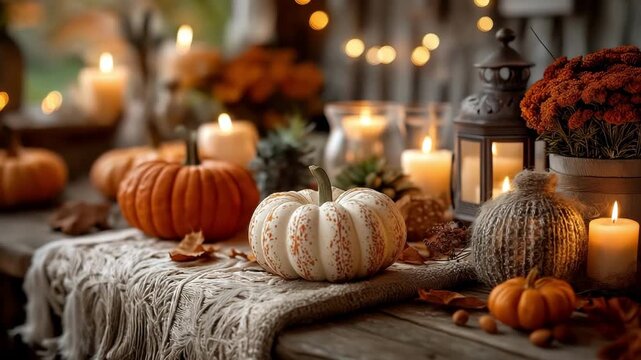 pumpkins and candles,decor	