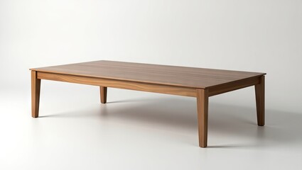 Light brown wooden coffee table on a white background.